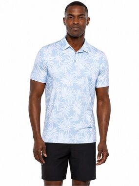 NWT! Travis Mathew Sea Journey Polo Ash Blue Floral Golf Shirt Size 3XL
